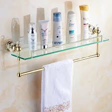 Glass shelves add an aura of sophistication and elegance while adding storage to your bathroom. Gold Crystal Bathroom Shower Glass Shelf Bath Shower Shelf Corner Rack Gold Shower Holder Bathroom Shelf Commodity Holder Shelf Shelf Material Shelves Wheelsshelf Liner Aliexpress