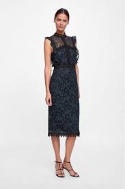 50 00 Zara Green And Black Lace Dress Size Medium Knee Length Zara Green Black Lace Dress Size Medium Lace Dress Lace Slip Dress Bebe Dresses