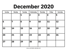 Print a calendar for december 2020 quickly and easily. December 2020 Calendars Printable Calendar 2020