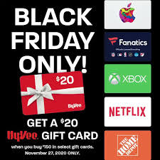 1, 2021 at 4:02 am pdt. Hy Vee On Twitter A Gift For Them A Gift For You This Black Friday Get A Free 20 Hy Vee Gift Card With Your 150 Purchase Of Select Gift Cards Don T Wait Offer