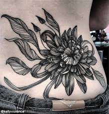 Black And Grey Sunflower Tattoo Designs Black And Grey Chrysanthemum Chrysanthemum Tattoo Tattoos Back Tattoo Women