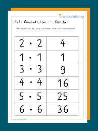 Einmaleins bingo zum ausdrucken : Quadratzahlen