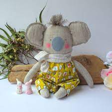Koala Toy Koala Bear Linen Fabric Plush Animal Cuddly Cute Etsy Bear Baby Toy Plush Animals Fabric Animals