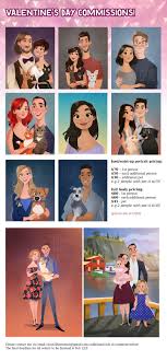 Looking for some cool disney characters to draw? For Hire Disney Style Portrait Commissions For Valentine S Day Hungryartists