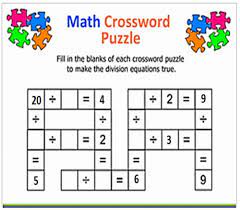 In the case of the 4 and the 2 empty cells as clue, it is evident that the answers are 1 and 3. Division Crossword Puzzle Worksheet