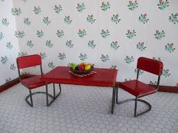 Vintage Kage Dollhouse Furniture Red Dining Room Or Kitchen Table And 2 Chairs 3 4 To 1 In 2020 Red Dining Room Wooden Dolls House Furniture Dollhouse Furniture