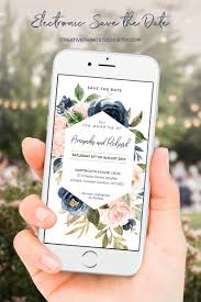 Whatsapp Wedding Invitation Blush Navy Gold Electronic Etsy Blush Wedding Invitations Electronic Invitations Electronic Save The Date