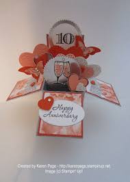How to have fun with paper and kill bore. 10th Anniversary Card In A Box Stampin Up Products Used Stamps Memorable Moments Happy Hour Hearts Box Cards Tutorial Pop Up Box Cards Cards Handmade