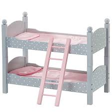 This post contains affiliate links. Olivia S Little World Polka Dots Princess 18 Inch Doll Double Bunk Bed Stackable Wooden Bunk Bed And Bedding For Dolls Fits American Girl Our Generation Gray Pink Buy Online