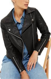 No Joke This Stylish Leather Jacket From Topshop Is Only 48 Right Now Stylish Leather Jacket Faux Leather Biker Jacket Leather Jackets Women