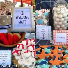 The dessert table is fantastic! 1st Birthday Party Nautical Summer Fun For Clark 1st Birthday Parties Nautical Birthday Party First Birthdays