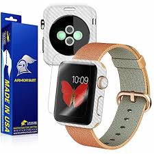 Armorsuit Militaryshield Apple Watch Series 3 Screen Protector 42mm White Carbon Fiber Skin Wrap Protector Apple Watch 42mm Apple Watch Screen Protector