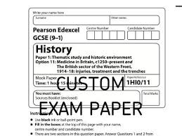 Custom Mock Paper Edexcel Gcse 9 1 History Option 11 Teaching Resources