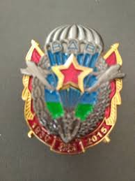 Это пламенеющая гренада золотого цвета с двумя крылышками. Znak 85 Let Vdv Flag I Emblema Vdv V Perekrestii Krasnyh Znamen Kupit V Magazine Starshij Praporshik