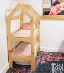 The blue & orange loft bed with stairs idea. House Frame Doll Bunk Bed Plans Her Tool Belt