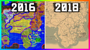 The red dead redemption 2 map presents an environment which you are more than compelled to explore, as every foot of your surrounding setting is breathing with realism, authenticity, and captivating details which cling unto your eyes like rays of sunlight coming in through the creeks in a poorly lit. Comparing The Leaked Red Dead Redemption 2 Map In 2016 Vs The Official Rdr2 Map Released In 2018 Youtube