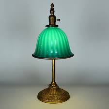 The shade just like a morning glory and the shape of this sturdy base like a kerosene lamp. Emeralite 8 Desk Lamp With Zebra Shade Vintage Glass Lighting