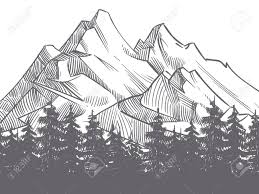 Hand Drawn Nature Landscape With Mountains And Fores Silhouette Royalty Free Cliparts Vectors And Stock Illustration Image 114578513