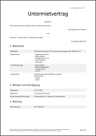 untermietvertrag fur wg schweiz vertrag bewerbungsschreiben bewerbung schreiben