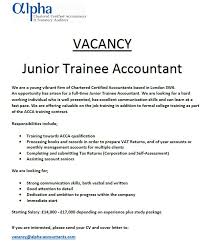 My area of concentration was finance/accounting. Alpha Accountants En Twitter Vacancy Junior Trainee Accountant