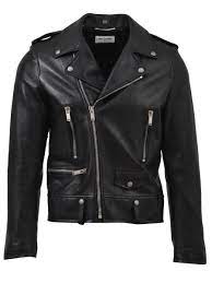 Saint Laurent Black Leather Classic L01 Motorcycle Jacket In 1000 Black Modesens Leather Jacket Leather Jacket Men Biker Jacket