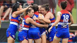 Looking different language audio & others links ? Aflw Grand Final Bulldogs Win Aflw Premiership Katie Brennan Lifts Cup Brisbane Lions Nt News