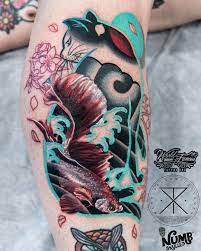 Tattoo By Chris Rigoni Tattooer Chrisrigonitattooer On Instagram My Version Of A Monmon Cat For Sharron Fish Down Healed Excuse The S Tattoos Chris Skin