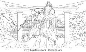 Samurai art coloring book pages outlines printable coloring art therapy big kids oriental japanese unique jewelry. Vector Illustration Vector Photo Free Trial Bigstock