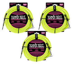 3 Pack Ernie Ball 6080 10 Braided Neon Yellow Straight