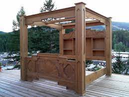 Posters usually feature intricate carvings. Custom Built South Western Style Canopy Bed Made From Solid Pine Wood It Was Lightly Sandblasted And King Size Bed Frame Diy Wood Canopy Bed Canopy Bed Frame