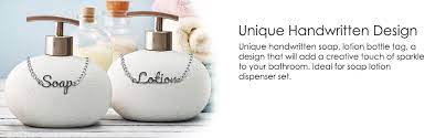 Free delivery for many products! Amazon Com Kreashen Lotion And Soap Dispenser Labels Tags 2 Pcs Set Silver Bottle Charm Home Kitchen
