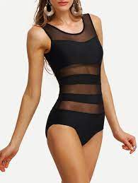 Mesh Panel Insert One Piece Swimwear Sheer One Piece Swimsuit Women S One Piece Swimsuits Swimsuits