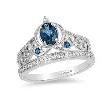 Enchanted Disney Cinderella Oval London Blue Topaz And 1 10 Ct T W Diamond Carriage Ring In Sterling Silver Size 7 Zales Disney Princess Engagement Rings Disney Engagement Rings Enchanted Disney Fine Jewelry