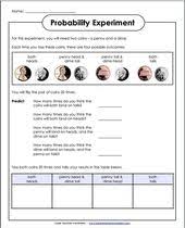 Probability Experiment Probability Worksheets Probability Probability Activities