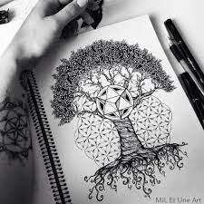Sacred geometry tree of life symbol tattoo. Tree And Sacred Geometry Design I Worked On A While Back Miletune Geometrytattoos Sacred Geometry Tattoo Geometric Tattoo Geometry Tattoo