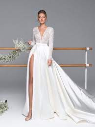 V Neck Floor Length A Line Long Sleeves Hall Wedding Dress Wedding Weddingdresses Cheapweddin Long Wedding Dresses Wedding Dress Sleeves Wedding Dress Guide