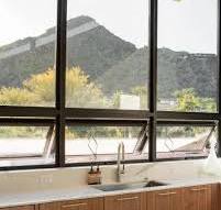 Ventana panorámica de aluminio con rotura térmica de suelo a techo, grandes  ventanales de vidrio, ventana fija a prueba de sonido con rejilla