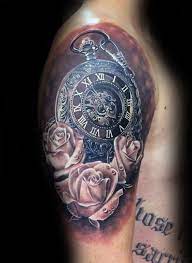90 Realistic Rose Tattoo Designs For Men Floral Ink Ideas Pocket Watch Tattoos Watch Tattoos Pocket Watch Tattoo
