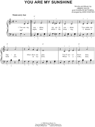 [the tunes listed in the free piano lessons portion of this website provide a fun way for beginners to begin getting to know their way around the piano keyboard. Traditional You Are My Sunshine Sheet Music In C Major Transposable Download Print Sku Mn0041444