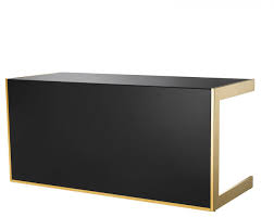 Luxury curved reception desk table vintage stone black and gold reception desk mini office reception desk. Gold Black Glass Desk Eichholtz Cosmo Contemporary Desks And Hutches By Oroa European Luxury Furniture Houzz