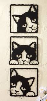 Peeping Black Cats 3d Metal Wall Plaques Kedi Tablolar Kedi Sanati
