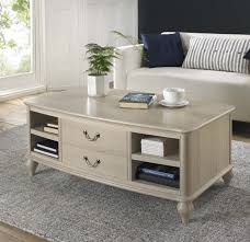 An oak coffee table makes the perfect storage facility and can also double as a stylish focal point, adding both character and functionality to you space. Bordeaux Chalk Oak Coffee Table With Drawers Living Room Bentley Designs