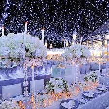 The estate was decorated with wreathes and decorations, whimsical bell/ribbon wands to shake after the ceremony ended and a christmas ornament ball on a gold tree guestbook. Night Under The Stars Theme Tying The Knot Pinterest Wonderland Wedding Decorations Wedding Themes Winter Winter Wedding Decorations