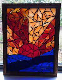 Stained Glass Mosaic Mosaic Sun Catcher Sunset Sunrise Etsy Stained Glass Mosaic Mosaic Sun Mosaic Glass