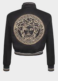 Embroidered Medusa Bomber Jacket Black Jackets Coats Bomber Jacket Jackets For Women Black Bomber Jacket