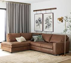 The fabric is very durable and they are stinkin. Turner Square Arm Leather Return Bumper Sectional Pottery Barn