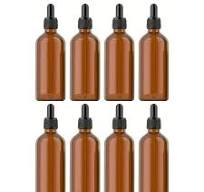 Conjunto de 8 Frascos Conta-* de Vidro Âmbar * Um com Capacidade de  100ml/3.4Oz, Perfeitos para Óleos Essenciais e Perfumes, Ideais para *