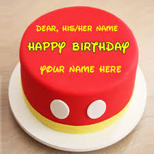 Happy birthday cartoon cake pictures with name. Happy Birthday Mickey Mouse Cartoon Cake With Your Name