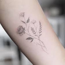 Single Needle Florals For Megan Thanks So Much Marigold Tattoo Floral Tattoo Single Needle Tattoo