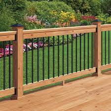 Deckorail Western Red Cedar 6 Ft Railing Kit With Black Aluminum Balusters 208372 The Home Depot Deck Balusters Deck Designs Backyard Deck Railing Design